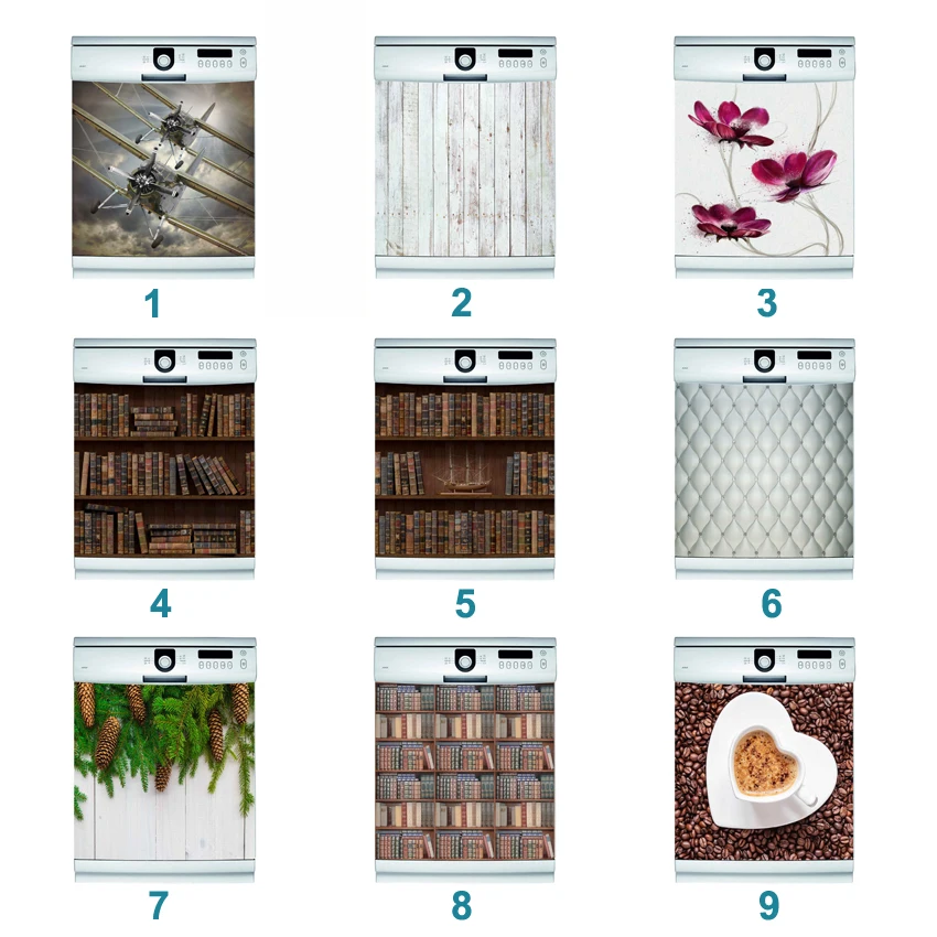 

Self Adhesive Dishwasher Stickers Bookself Airplane Flower Wall Sticker Art Design Door Cover kitchen decoration accessories