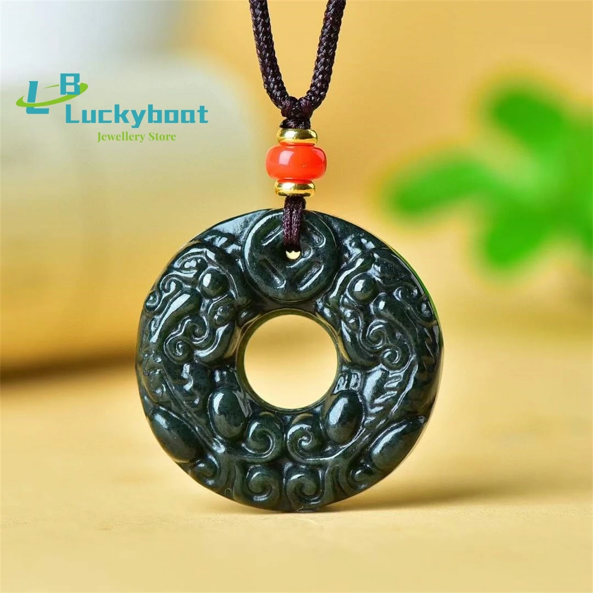 

Natural Hetian Qingyu Round Pixiu Pendant Simple and Elegant Personality Exquisite Fashion Versatile for Men and Women