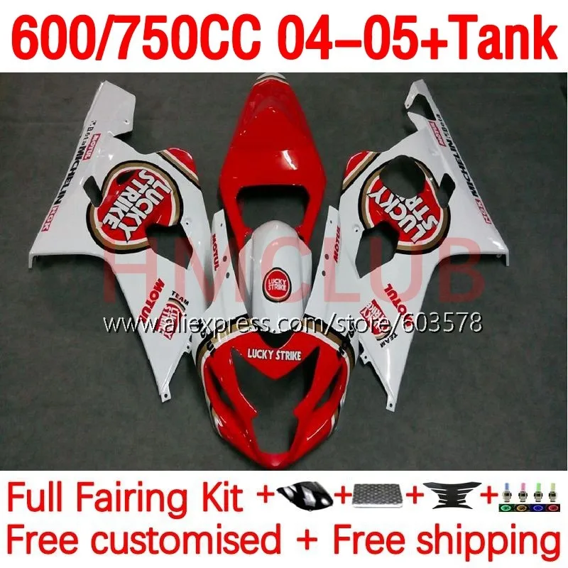 

+Tank Injection For SUZUKI GSXR 600 750 CC K4 GSXR750 GSXR-600 GSXR600 04 05 Lucky Strike GSXR-750 2004 2005 Fairings 178No.54