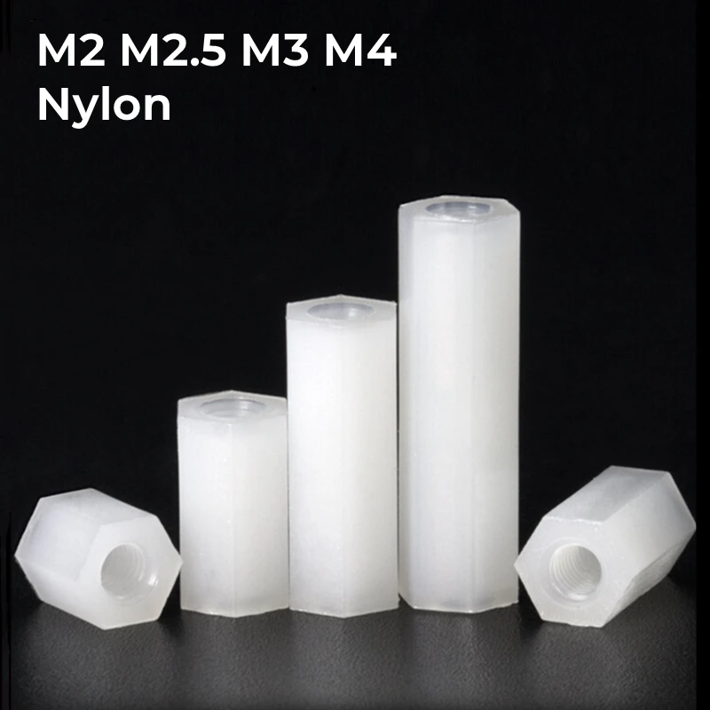 

M2 M2.5 M3 M4 White Nylon Hex Standoff Plastic Insulation Double Pass Hexagonal Isolation Column Nylon Plastic Studs