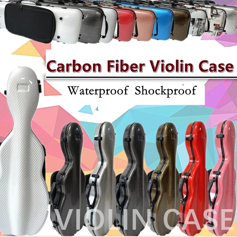 High quality Carbon fiber coded lock 4/4 violin hard case with Spectrum bag，Hard Shell Storage Protect Violin box backpack