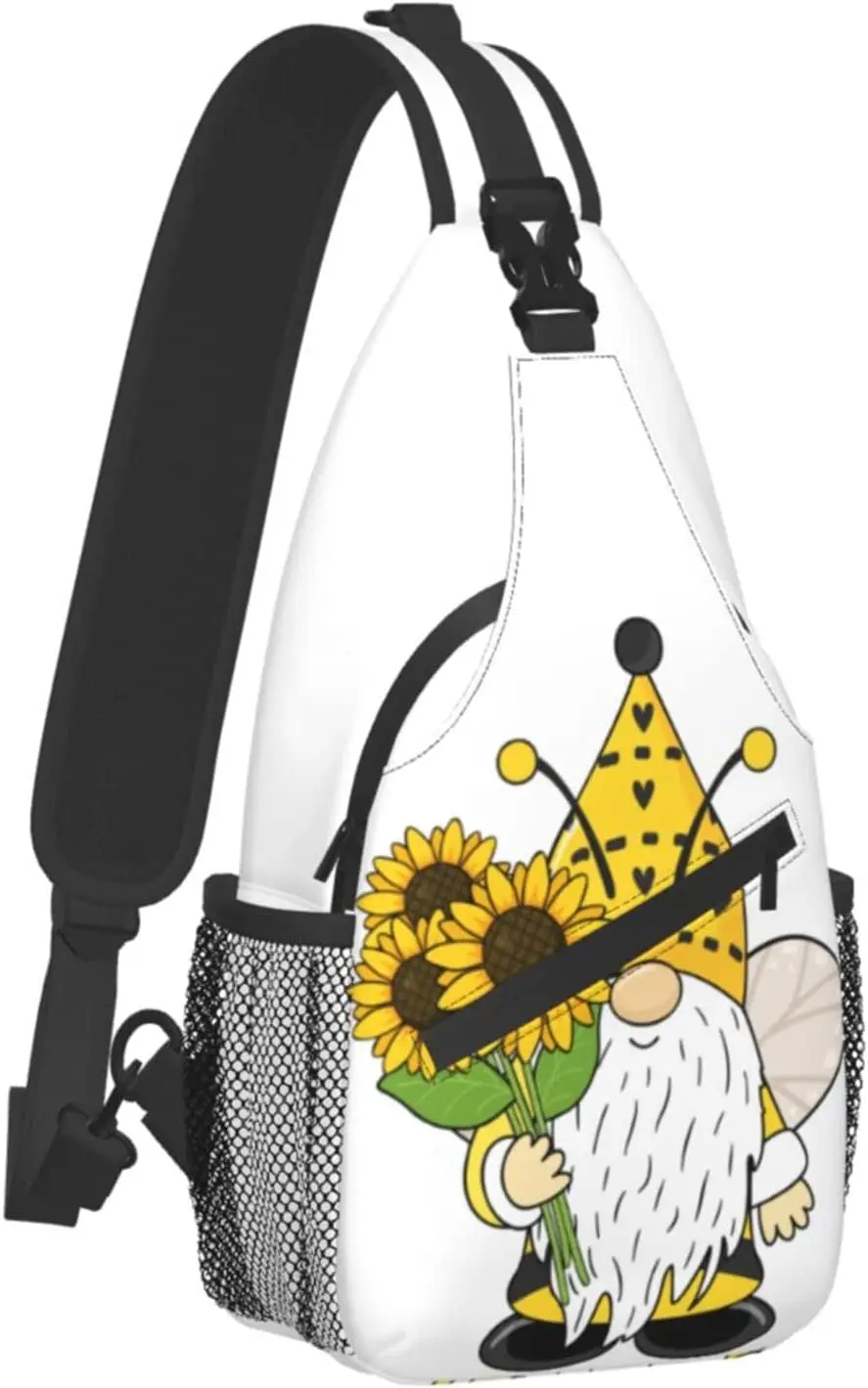 

Sling Bag Sunflower Gnomes Bee Farmhouse Hiking Daypack Crossbody Shoulder Backpack Travel Chest Pack for Men Women