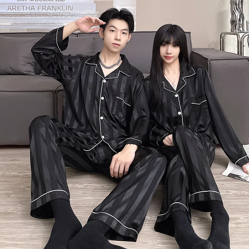 Couple Pajamas Spring and Autumn Long-sleeved Thin Section High-end Home Service Can Be Worn Outside Comfortable and Soft Suit