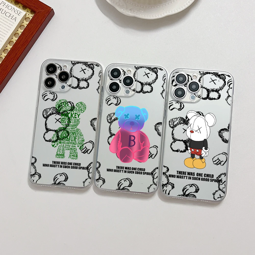 

Luxury Cool-Mouse Bear Phone Case For Samsung A53 A50 A12 A52 A52S A51 A72 A71 A73 A32 A22 A20 A30 A21S 4G 5G Transparent Capa