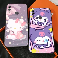 cartoon hello kitty phone case for huawei honor 7a 7x 8 8x 8c 9 v9 9a 9x 9 lite 9x lite black silicone cover soft carcasa coque