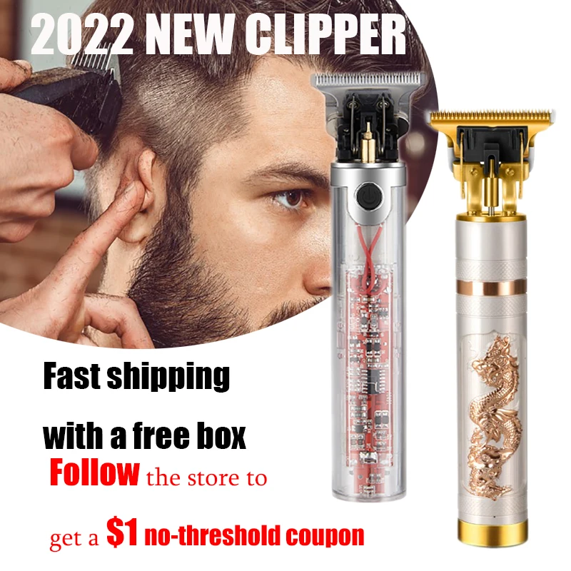 

New Transparent Electric Clipper Professional Engraving Hair Cutting Trimmer Salon Rechargeable Clipper Wireless Razor for Men