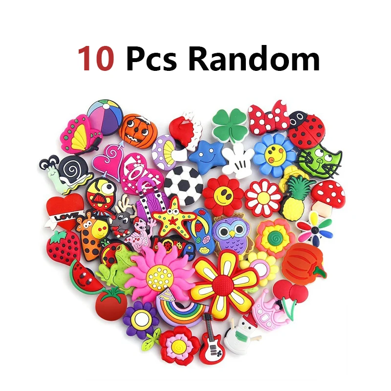 

10 Pack Random PVC Shoe Charms Decorations for Boys Girls Kids Teens Holiday and Party Favors Gifts