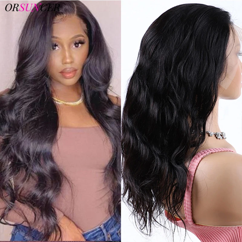 

Телесная волна Прозрачная Кружевная передняя часть парик предварительно выщипанная 13X4 телесная волна передний парик человеческие волосы ...