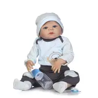 56cm Silicone Reborn Baby Doll Toy with Clothes Pacifier Feeding Bottle Boy Doll Full Silicone Body Newborn Babies Doll Bath