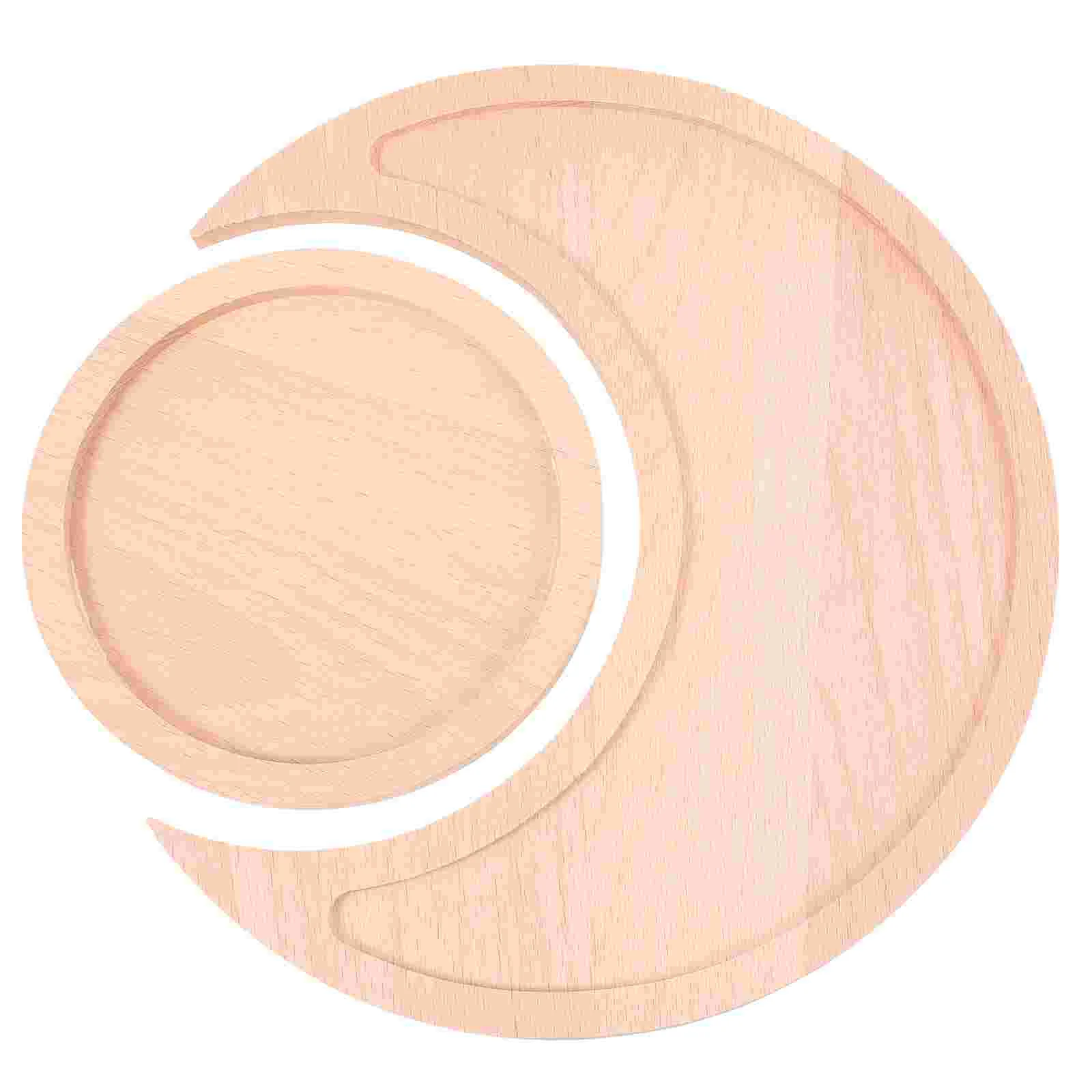 

Tray Moon Wooden Jewelry Dish Crystal Plate Holder Storage Wood Display Trays Serving Organizer Ring Platter Trinketoil
