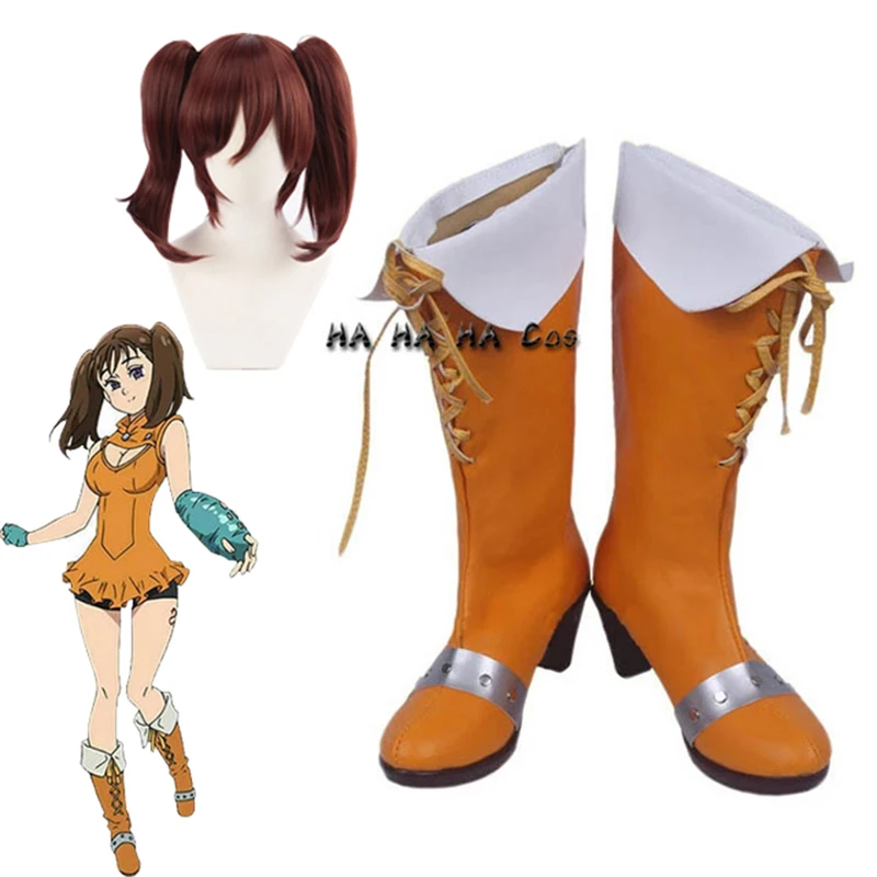 The Seven Deadly Sins Serpent's Sin Of Envy Diane Anime Cosplay Boots Shoes Lady Daily Fashion Orange Spring Boots Cosplay Wig