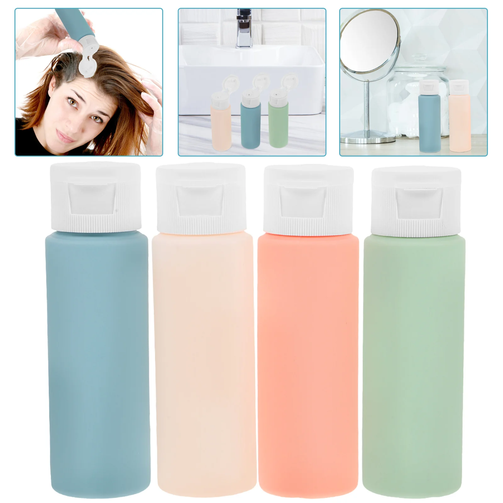 

4 pcs Travel Size Shampoo Bottles Empty Lotion Bottles Portable Squeeze Bottle Refillable Lotion Bottles