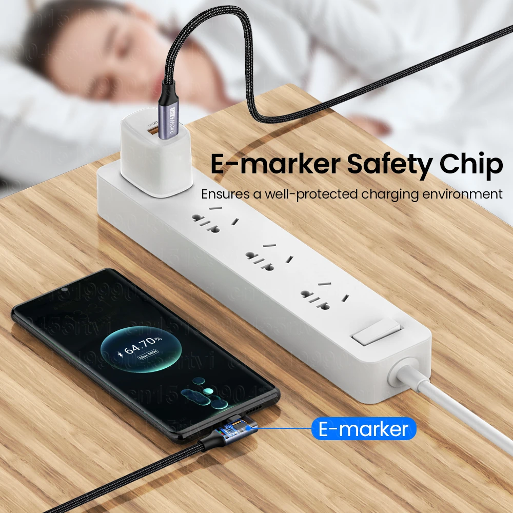 Кабель зарядный локтевой с разъемом USB Type-C и поддержкой быстрой зарядки 240 Вт