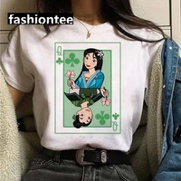 disney cute princess mulan playing card graphic printed women t shirt unisex funny fashion short sleeve tshirts girls tops tee