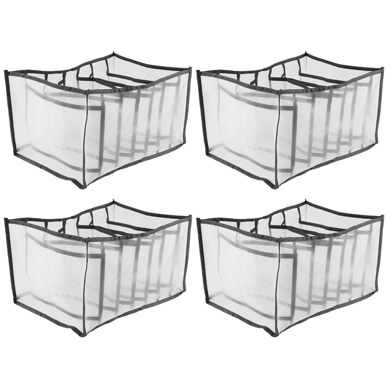 

7 Grids Clothes Organizer 4PCS,Folded Clothes Organizer For Closet,Washable Drawer Clothes Compartment Storage Box