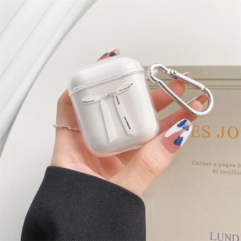 

White Bowknot Transparent AirPods 3 Case Apple AirPods 2 Case Cover AirPods Pro Case IPhone Earphone Accessories Air Pod Case