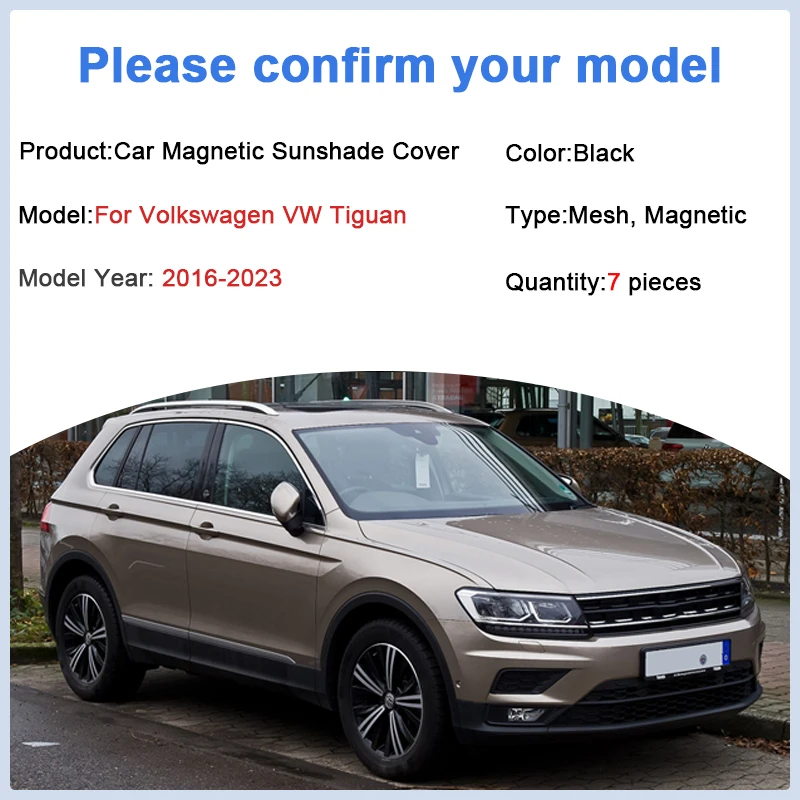 Для Volkswagen VW Tiguan Allspace L 7-Seat AD BW MK2 2016-2023 Сетчатый солнцезащитный козырек сетка для