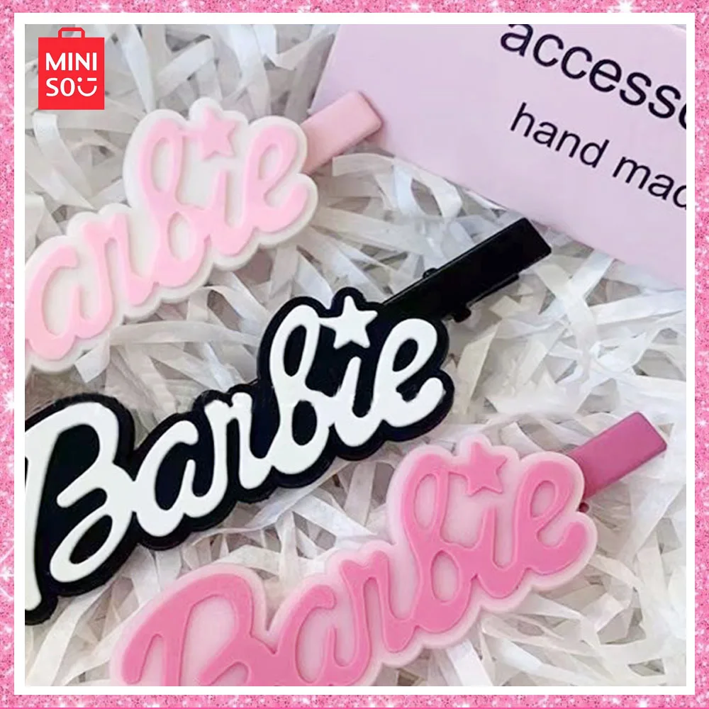 2024 Miniso Барби Новая мода карточка для волос милые и игривые буквы челки аксессуары
