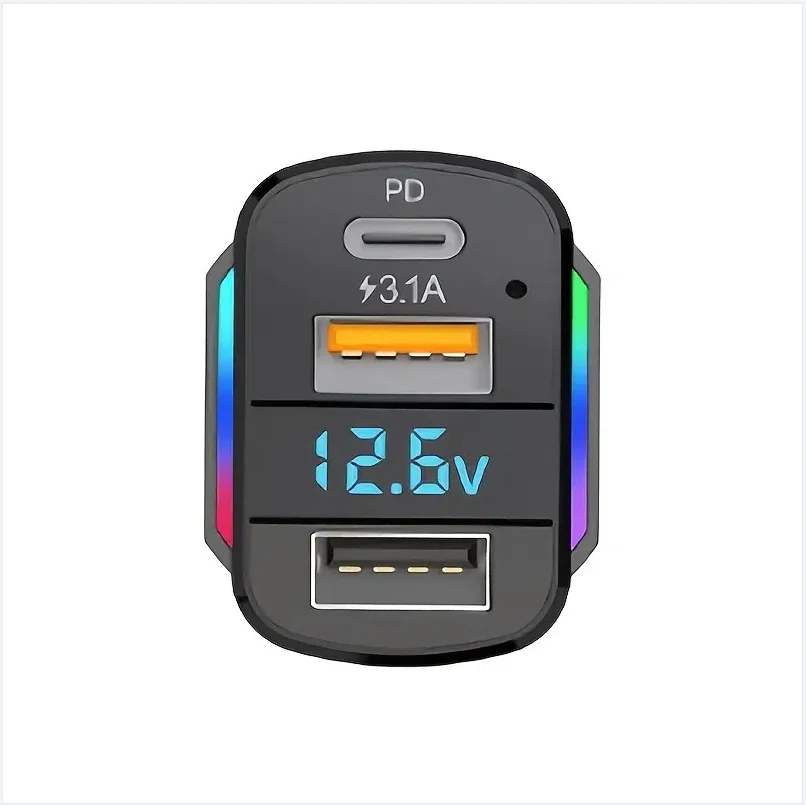 

Charger Car USB 65W 3 in 1 USB PD Fast Car Charger Type C 2 USB Charging Ports + 1 Speed ​​Charging Fast Car Charger Universal