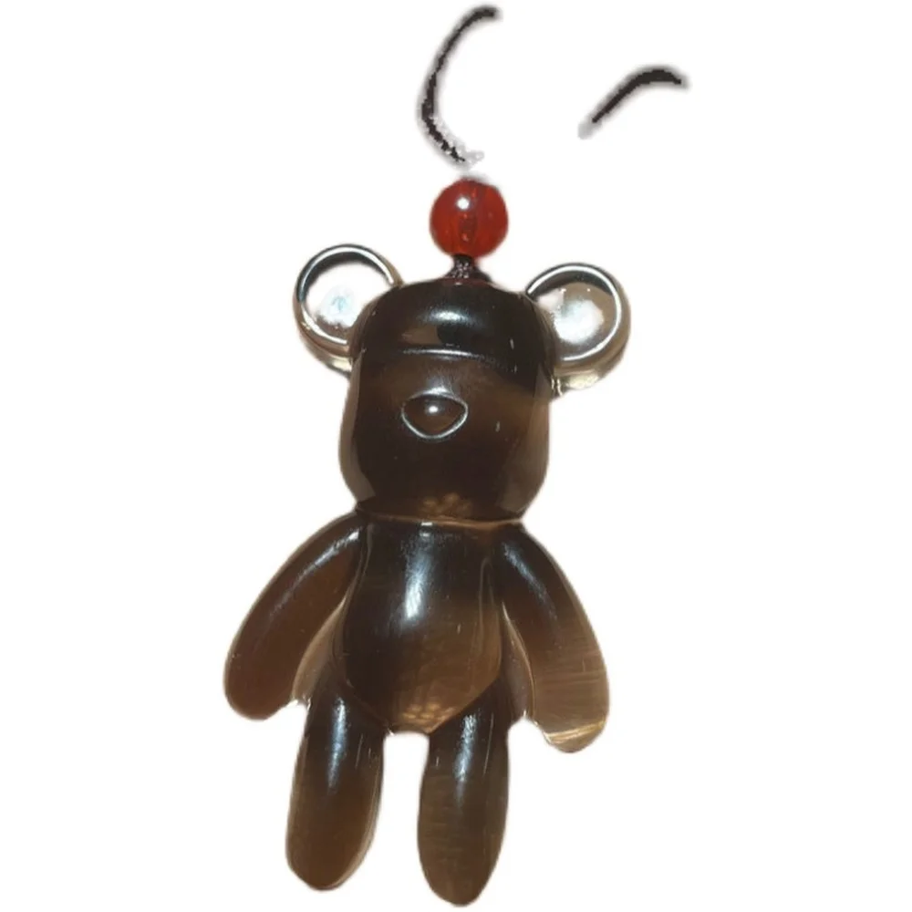 

Natural Obsidian Bear Necklace Couple Pendant Women Men
