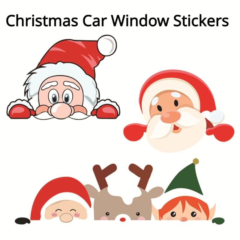 

Рождественские наклейки на окна автомобиля, украшения, Санта-Клаус, заднее ветровое стекло, креативные наклейки, блокирующие царапины, автомобильные аксессуары 2023