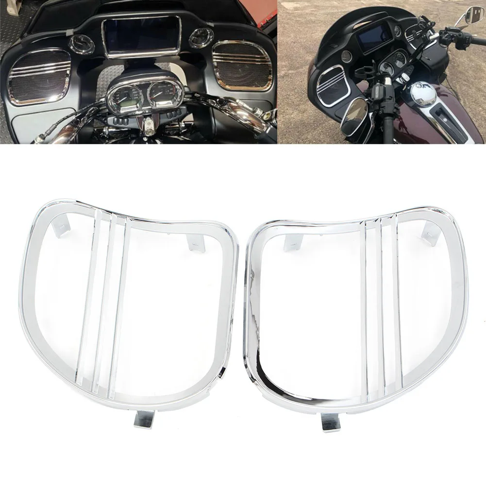 

For Harley Road Glide FLTRX 2015-2021 Chrome Motorcycle Tri-Line Speaker Grills Cover Trim Decoration Accessories