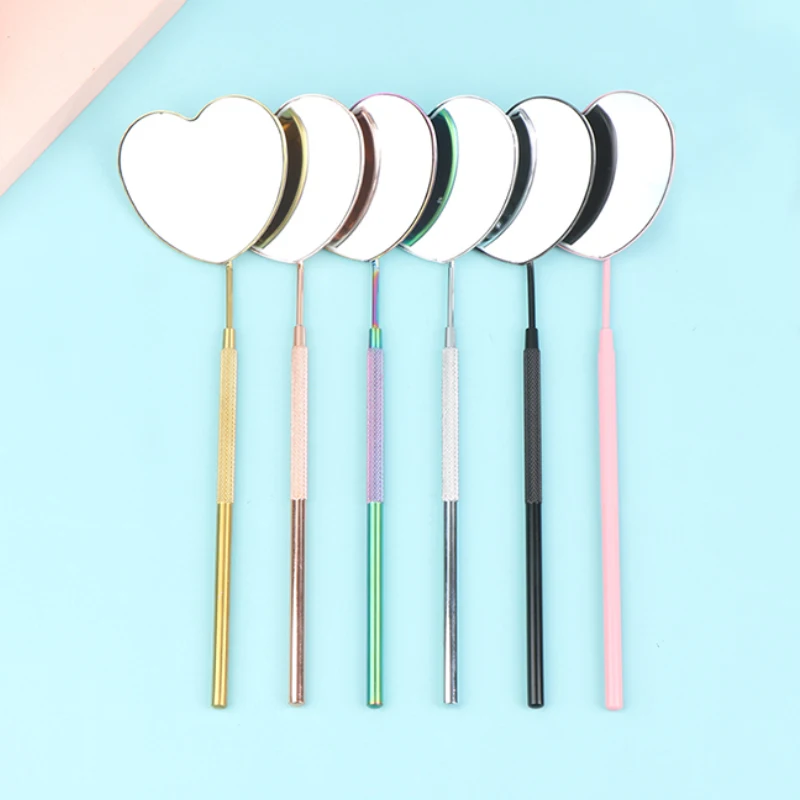 

1Pcs Heart-shaped Multifunction Magnifying Long Handle Eyelash Inspection Mirrors Stainless Steel Eyelash Extension Makeup Tools