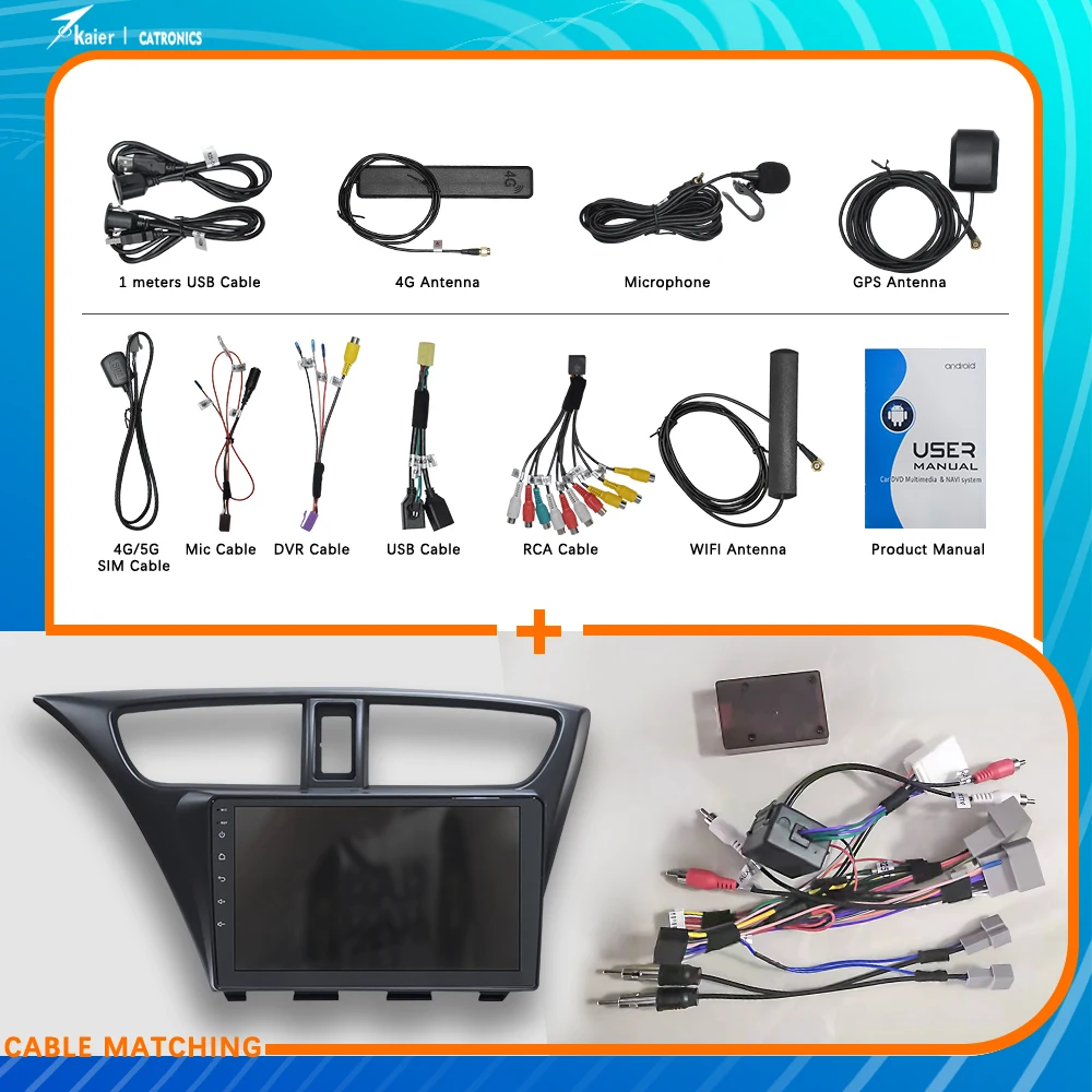 KAIER Octa Core Android 10 6+128G CATRONICS для Honda Civic Hatchback 2012-2017 Автомобильный DVD Мультимедиа Радио GPS Плеер с DSP 4G on.