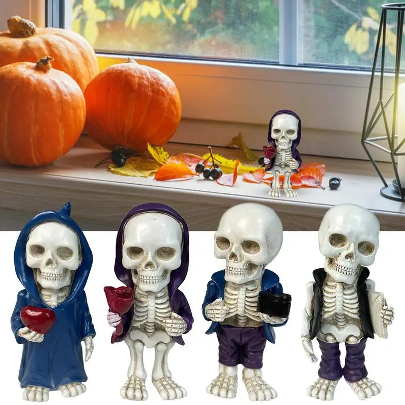 

Статуэтка с черепом из смолы, классные декоративные фигурки со скелетом, украшение для Хэллоуина, аксессуары для дома, украшение для гостиной и спальни