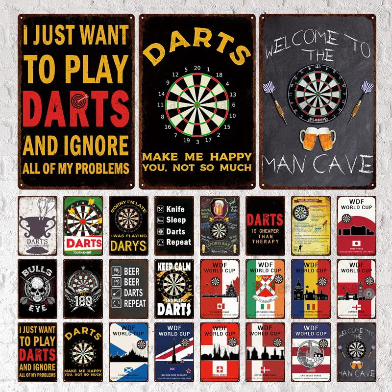 

WDF World Cup Metal Tin Sign Country Vintage Metal Plaque Darts Retro Poster Wall Decor Bar Pub Garage Man Cave Club Iron Plate