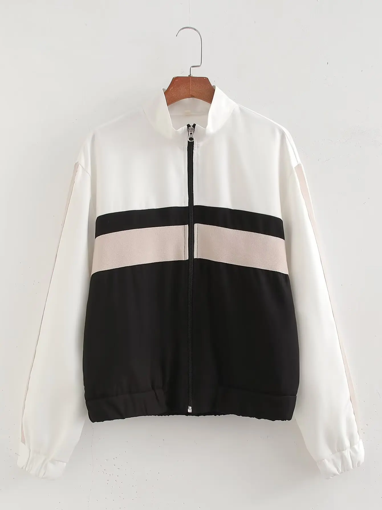 Осень 2024 женский костюм в уличном стиле боковая полоска молния куртка-бомбер с