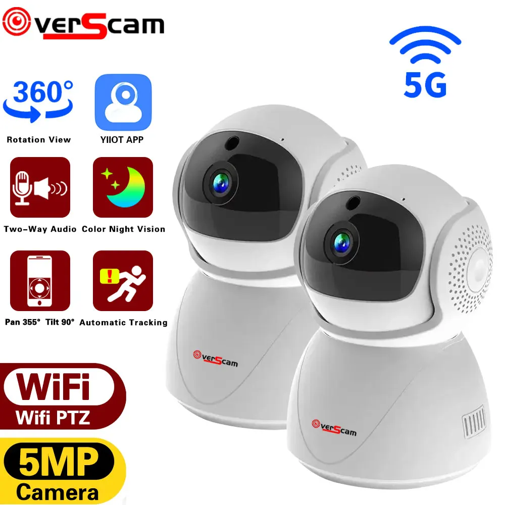 

5Ghz 2.4G Dual-Band 5MP WiFi Wireless Auto Tracking Baby Two Way Audio Monitor PTZ Security Surveillance CCTV 2MP Mini YIIOT Cam