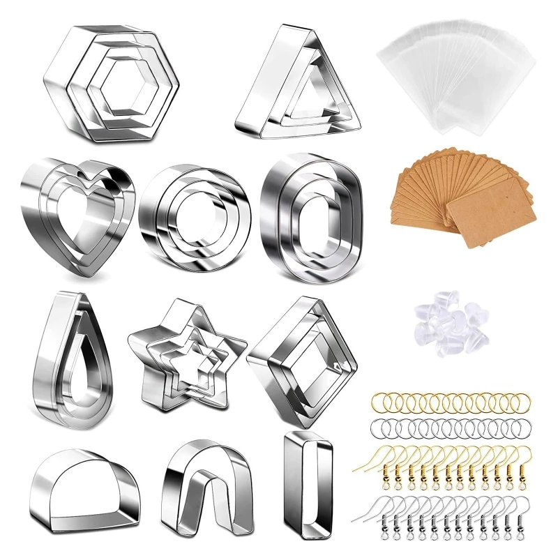 

27 Pieces Stainless Steel Clay Cutter Earrings Diy Making Multi-regular Shape Holiday Gift Earring Cutter for Women