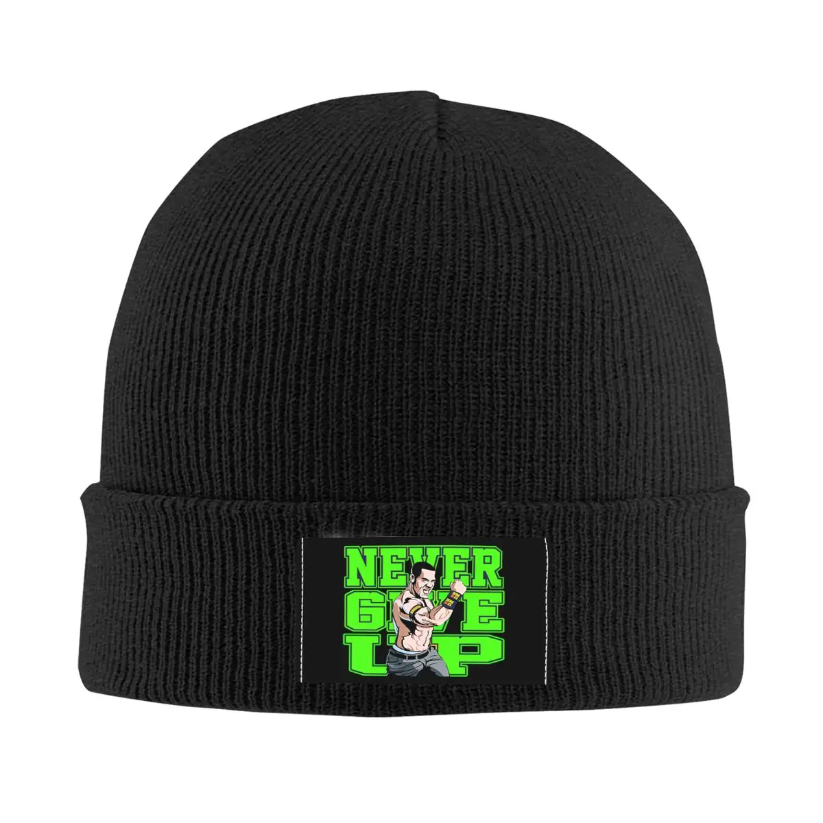 WWE John Cenas Never Give Up Beanie Cap Unisex Winter Warm Bonnet Femme Knit Hats Hip Hop Outdoor Skullies Beanies Hats 1
