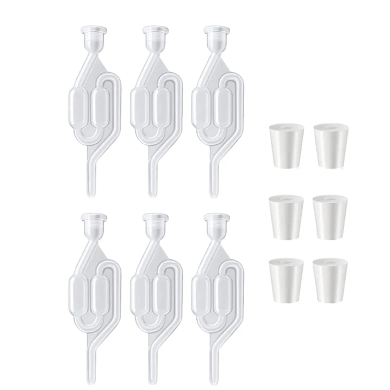 

Выпускной клапан 6 S-образной формы с резиновой пробкой, двойной воздушный замок для изготовления вина, пивоварения, стекла, ферментатора ...