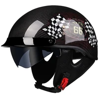 new genuine carbon fiber motorcycle helmet half face jet casco moto retro motocross racing with endoscope casque dot approved