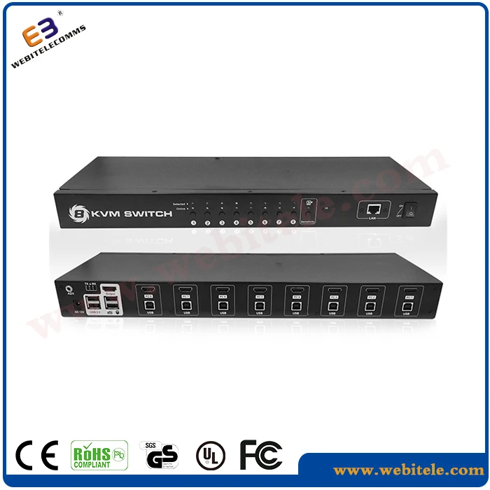 

Коннекторы USB/PS2, 8 портов, переключатель KVM настольного типа
