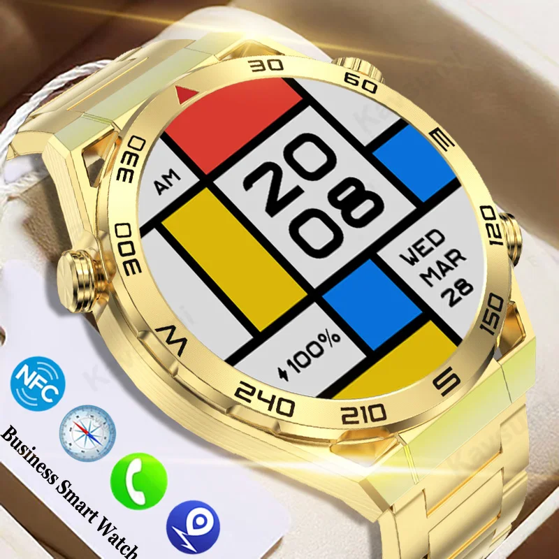 

2023 AMOLED Business Smart Watch Men Custom Dial Answer Call Sport GPS Track Compass Waterproof Smartwatch For Huawei Ultimate