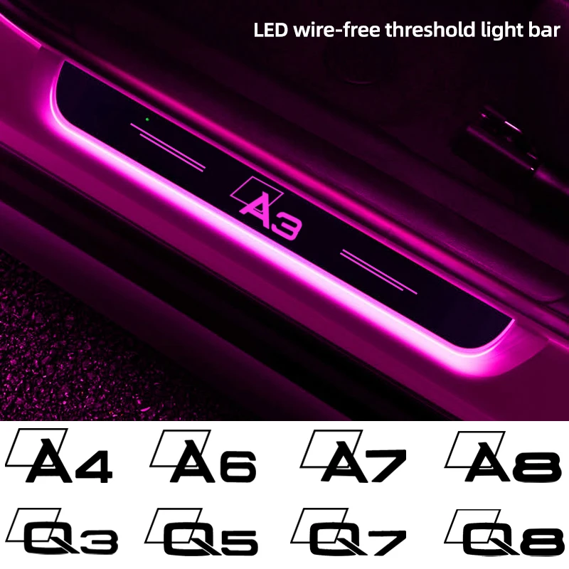 

For Audi A1 A3 A4 A5 A6 A7 A8 Q3 Q5 Q7 Q8 RS Brand New USB Power Moving LED Well Come Pedal Car Scuff Plate Door Sill Lights