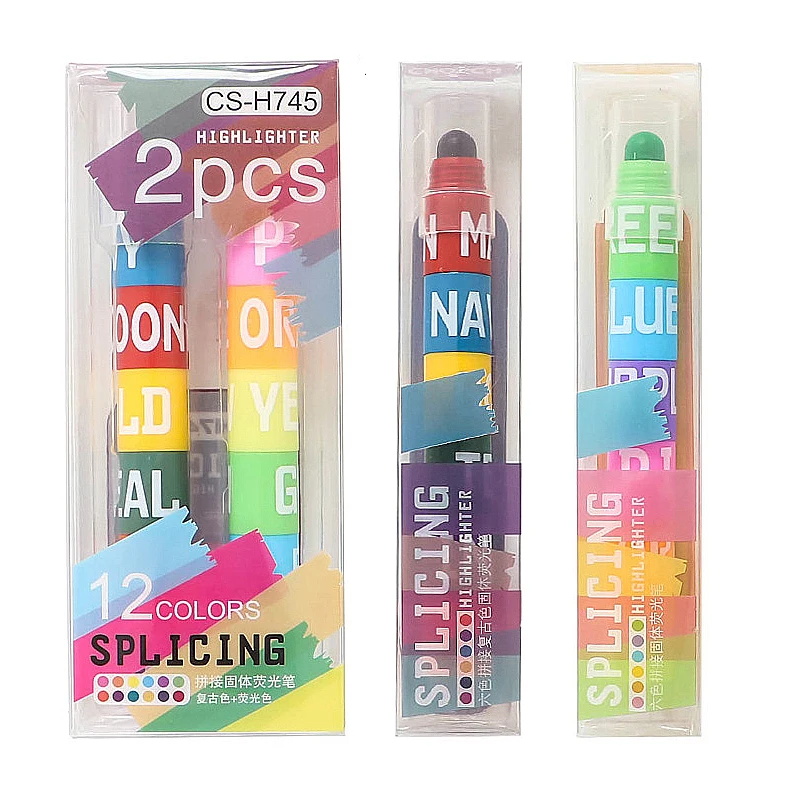 

Splicing Solid Highlighter 6-color Bullet Retro Color Key Line Highlighter Student Marker Graffiti Pen
