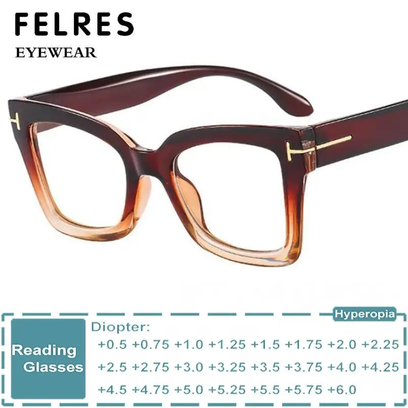 Модные большие квадратные очки для чтения женщин и мужчин градиентные оправы