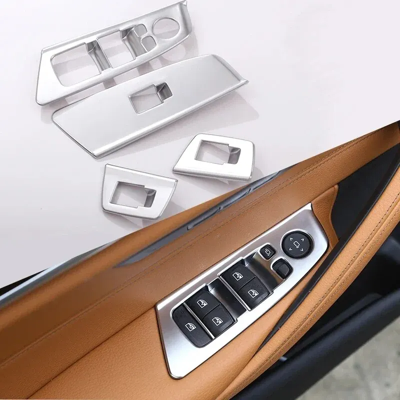 4 шт. хромированные кнопки для стеклоподъемника BMW 5 Series G30 G38 2018-22 ABS Carbon LHD
