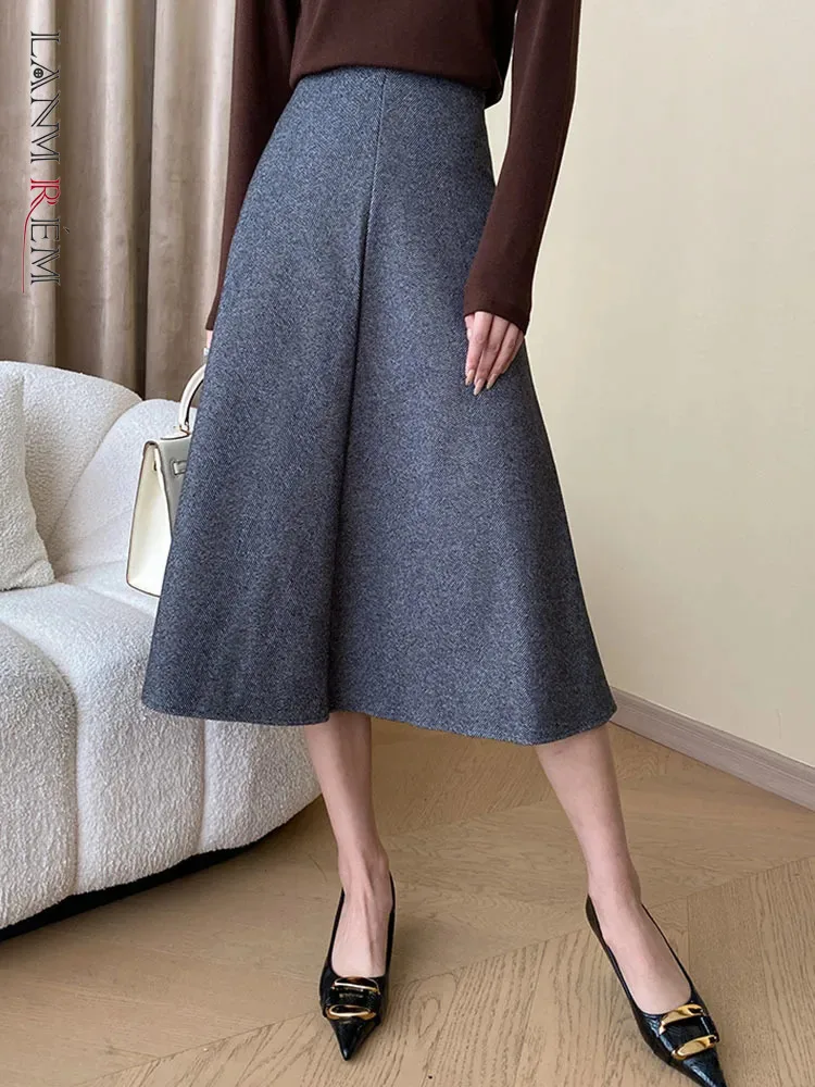 

LANMREM женские трапециевидные юбки, модные, с высокой талией, однотонные, средней длины, женские юбки, повседневные, 2023, осенняя новая одежда 2AA3400