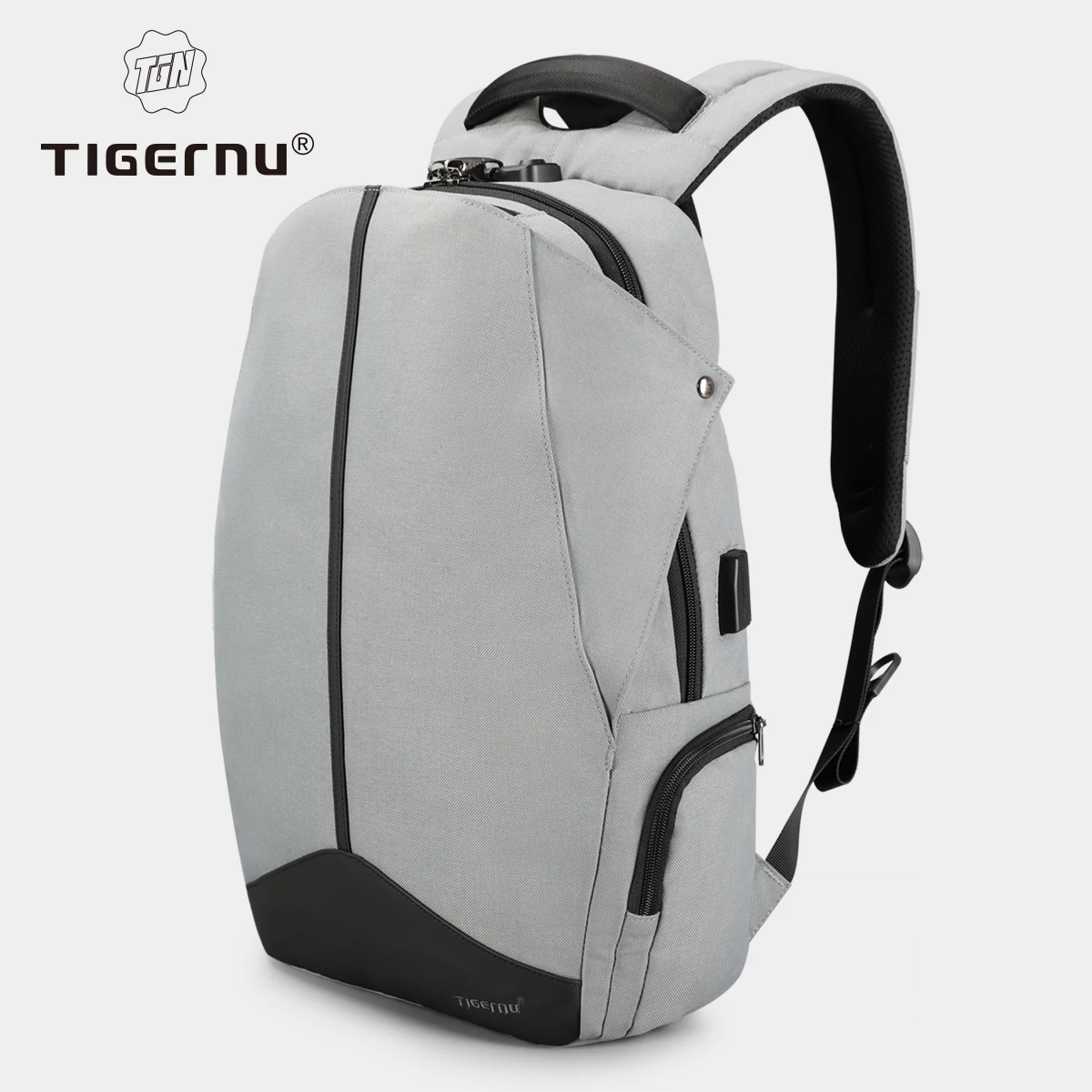 Tigernu Anti robo cremallera patentado cerradura TSA No clave de diseño hombres USB 15,6 pulgadas portátil mochilas mochila estudiante Universidad mochila