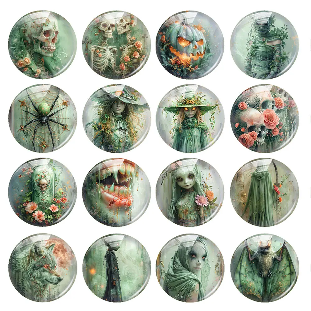 Фотокамера ручной работы на Хэллоуин готический ужас зеленый череп цветок