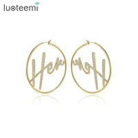 luoteemi 60mm exaggerate big smooth circle hoop earrings 2022 new trendy simple round loop earrings with words unusual accessory