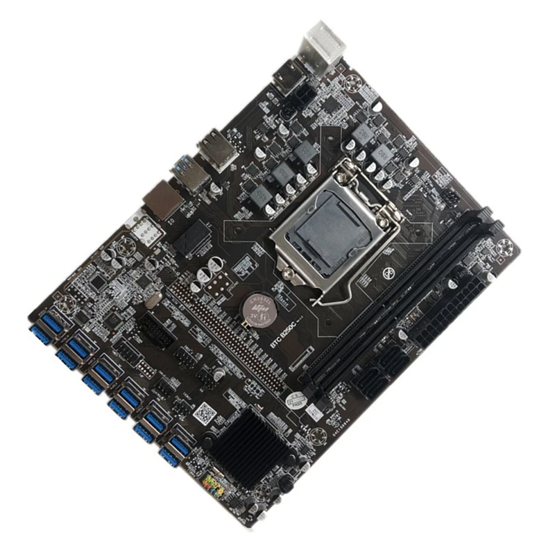 B250C Материнская плата BTC Miner с кабелем SATA + переключателя вентилятором 12XPCIE к слоту