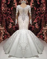 luxury mermaid arabic dubai wedding dresses 2022 robe mariee crystal beaded lace bridal gowns handmade vestidos de noiva