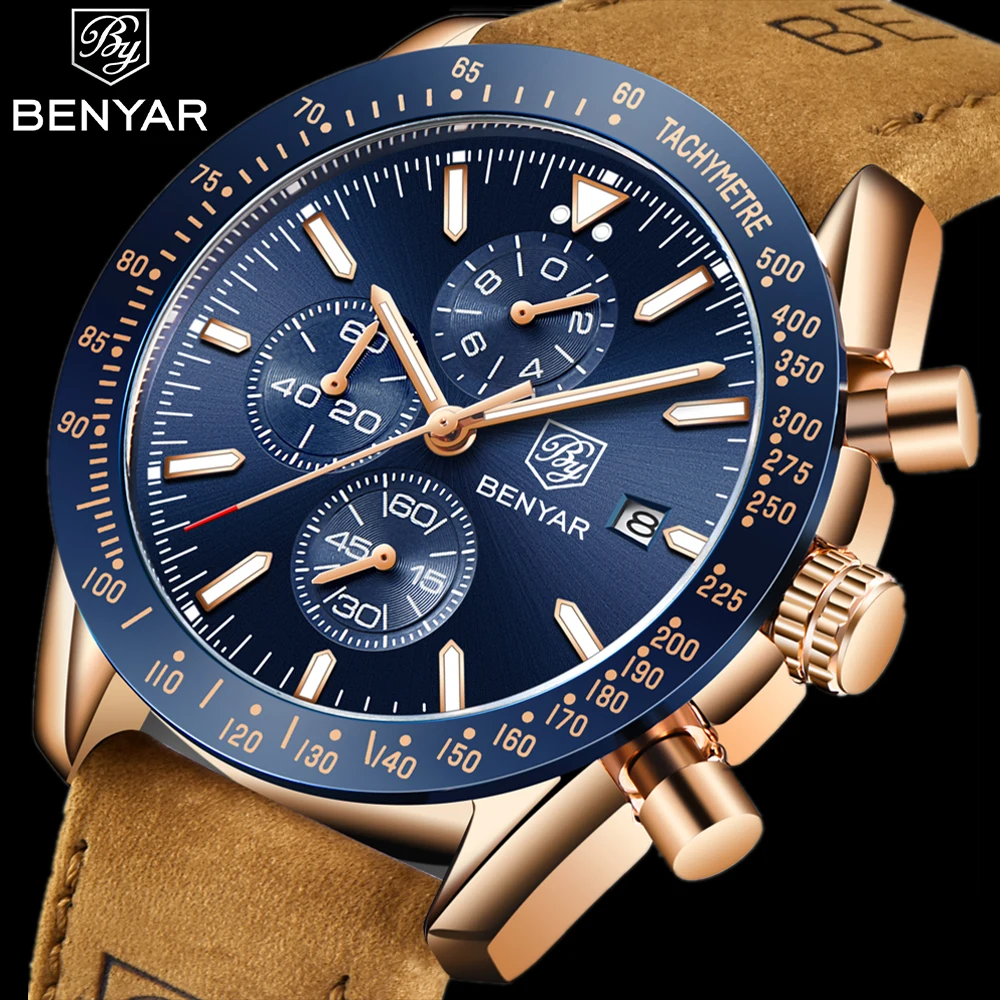 

BENYAR Men Watches Brand Luxury Silicone Strap Waterproof Sport Quartz Chronograph Military Watch Men Clock Relogio Masculino