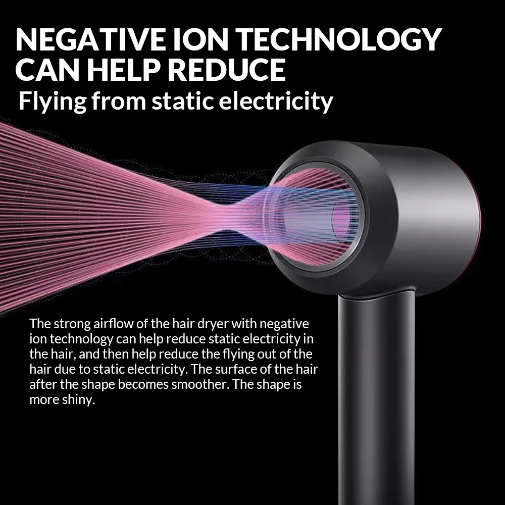 Электрический безлистный фен с отрицательными ионами профессиональный домашний